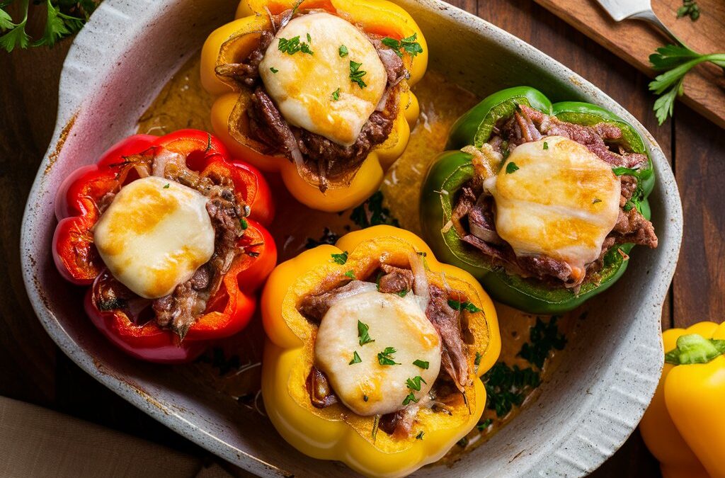 Keto-Friendly Philly Cheesesteak Stuffed Peppers